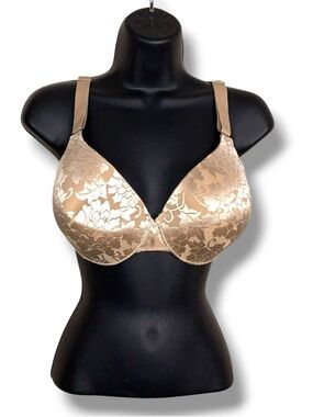 36D Soma Beige Lace Lined Underwire Bra Comfort Style Adjustable Straps